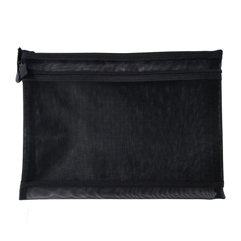 image-Transparent Waterproof Mesh Zipper Pouch Document Bag A4 Size File Folders for School Office Supplies Pencil Case Storage Bags