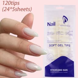 image-240/120Pcs Colorful French Short Square False Nails Full Cover Fake Nail Tip Extension Acrylic Wearable Ballerina Press on Nails
