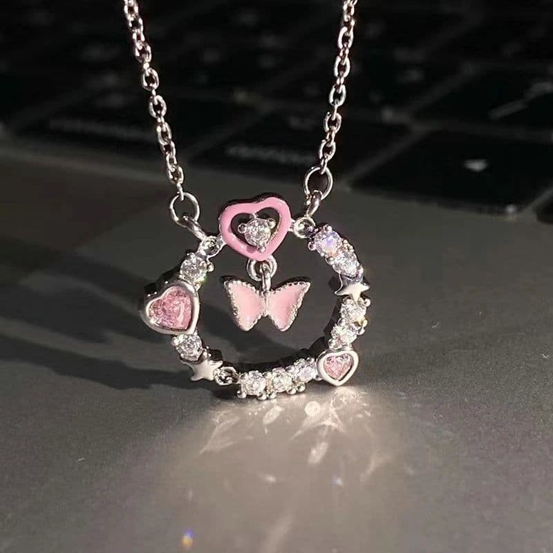 image-New Wine Red Cherry Gold Color Pendant Necklace For Women Personality Fashion Necklace Wedding Jewelry Birthday Gifts