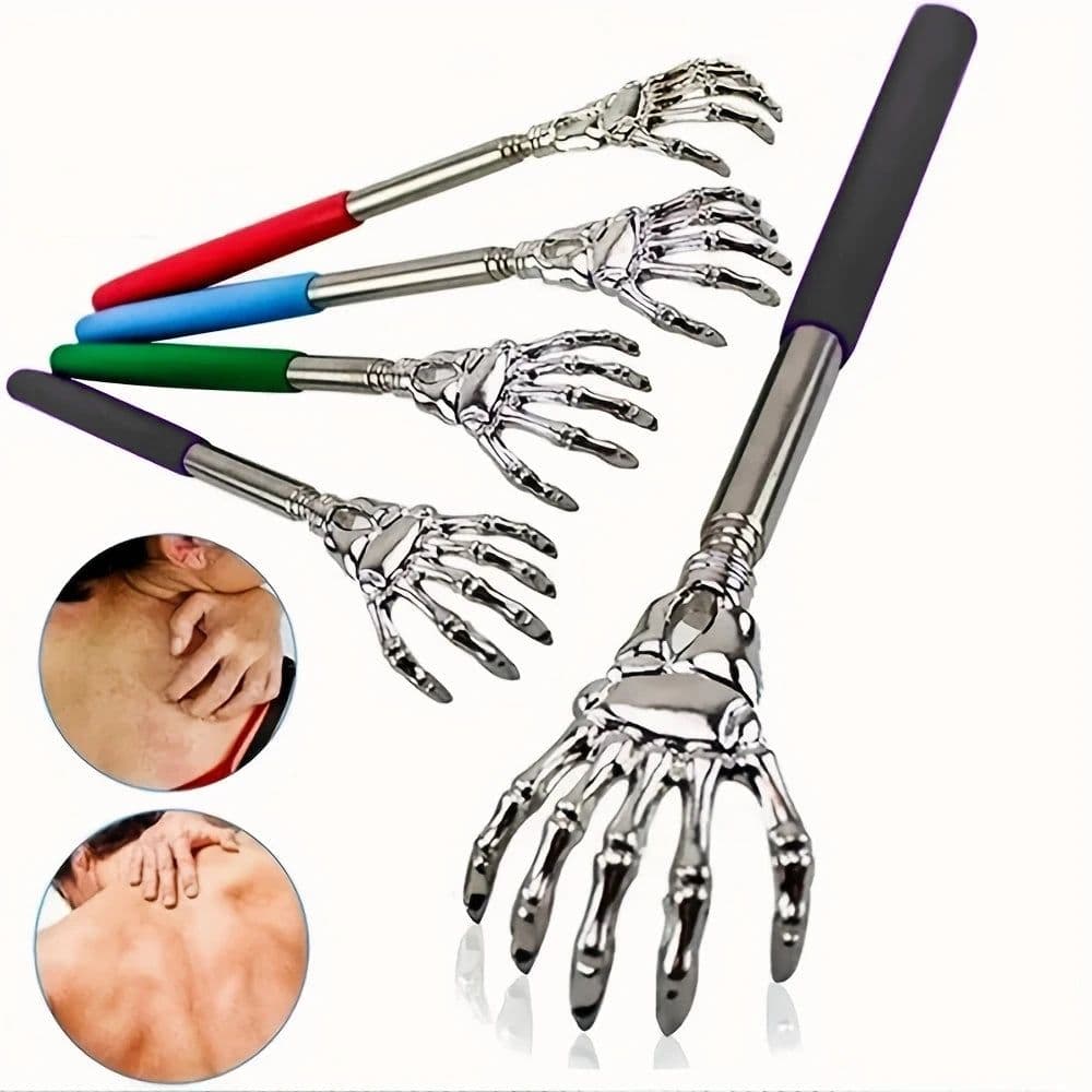 image-Portable Extendable Back Scratcher Stainless Steel Telescoping Back Scratcher for Both Human and Pets Extendable Back Massager