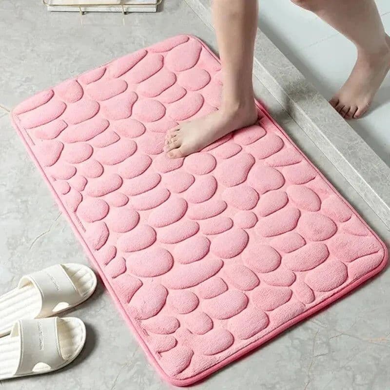 image-1pc embossed fiber carpet, bathroom living room anti slip mat, pebble floor mat, household items