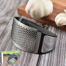 image-Stainless steel 304 circular garlic press Manually squeeze the mashed garlic, shoot ginger and pound garlic artifact Kitchen garlic cutting tool