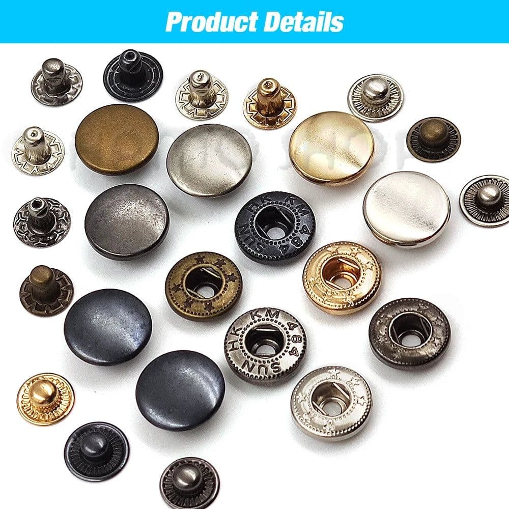 image-50set Snap Fasteners Metal Snaps Press Button Studs Optional Installation Tools Kit For Leathercraft Clothes Garment Bags Shoes
