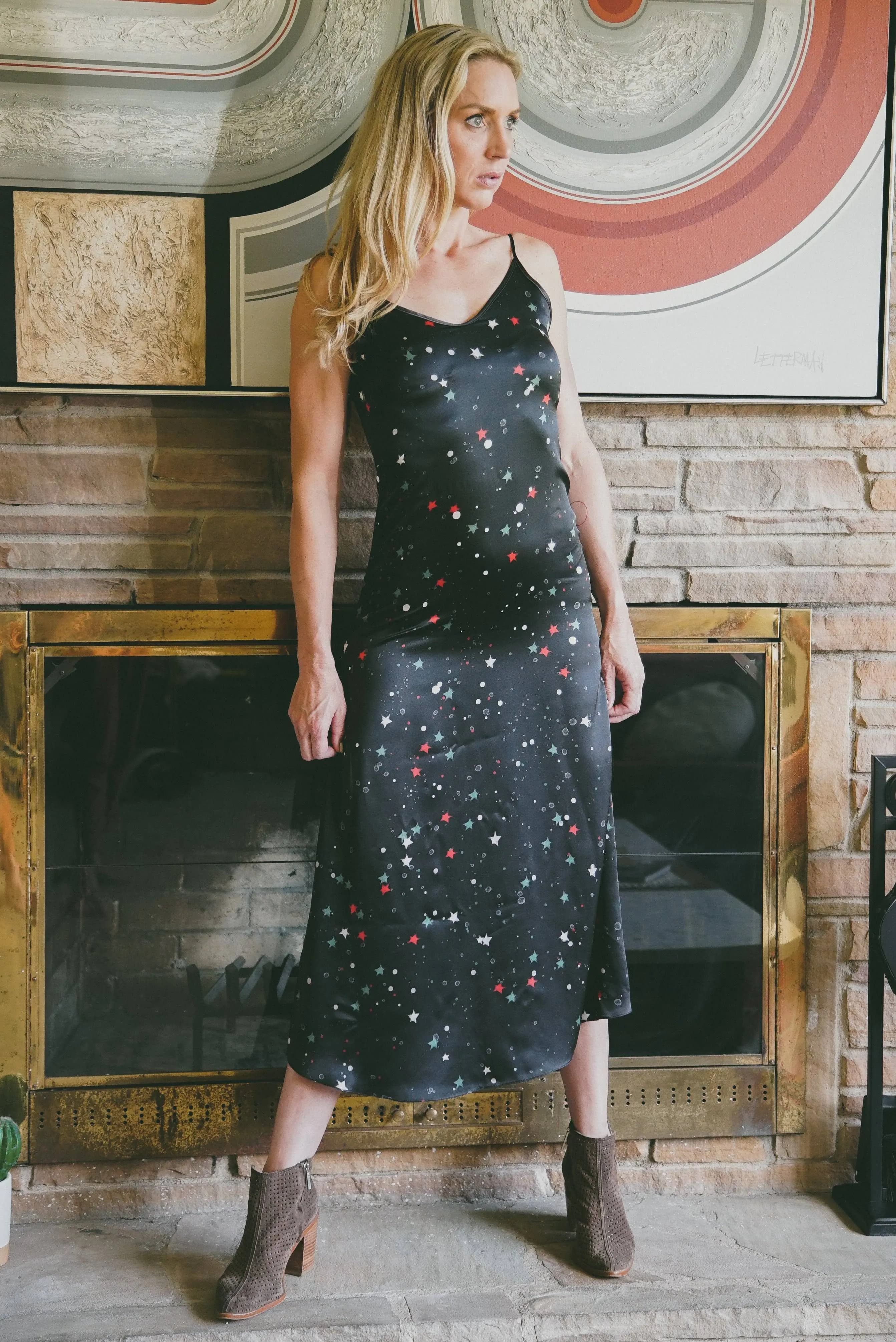 image-Andromeda Silk Dress in Galaxy
