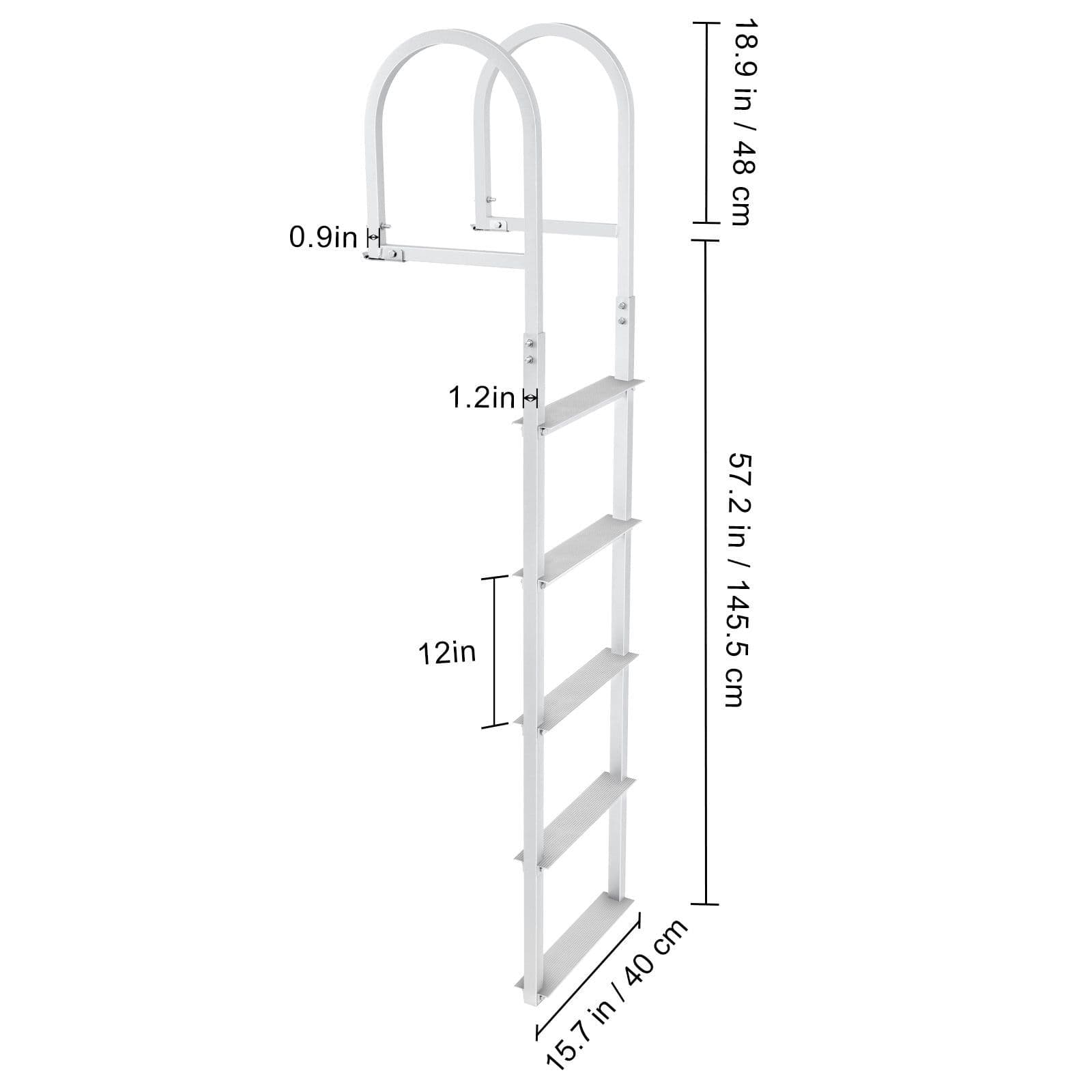 image-VEVOR Dock Ladder, Removable 5 Steps, 500 lbs Capacity, Aluminum Alloy