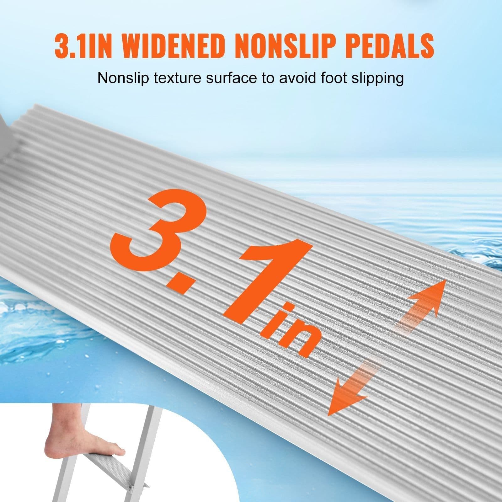 image-VEVOR Dock Ladder, Removable 5 Steps, 500 lbs Capacity, Aluminum Alloy