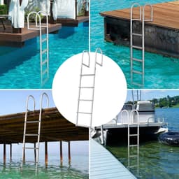 image-VEVOR Dock Ladder, Removable 5 Steps, 500 lbs Capacity, Aluminum Alloy