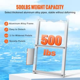 image-VEVOR Dock Ladder, Removable 5 Steps, 500 lbs Capacity, Aluminum Alloy