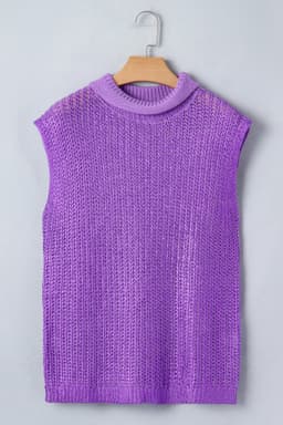 image-Bright Green High Neck Knit Sweater - Short Sleeve