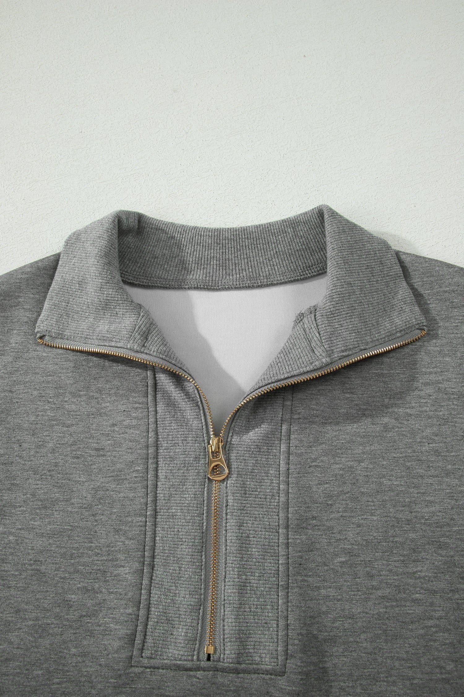 image-Light Grey Half Zip Polo Tee Casual Pant Set