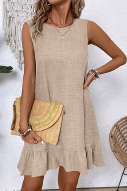 image-Ashleigh Blue Knot Scoop Back Ruffle Hem Sleeveless Mini Dress