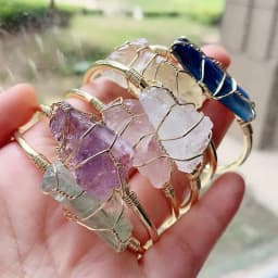image-Explosive Natural Crystal Rough Stone Gold Winding Unshaped Bracelet Jewelry Crystal Bracelet