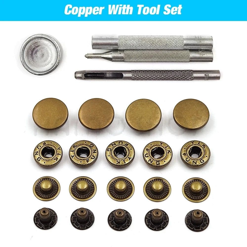 image-50set Snap Fasteners Metal Snaps Press Button Studs Optional Installation Tools Kit For Leathercraft Clothes Garment Bags Shoes