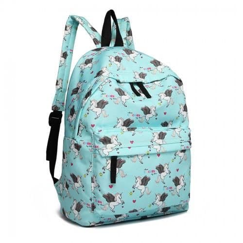 image-E1401 UN - Miss Lulu Large Backpack Unicorn Print - Blue