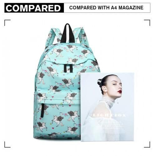 image-E1401 UN - Miss Lulu Large Backpack Unicorn Print - Blue