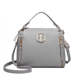 image-E1851 - Miss Lulu Leather Look Dual Zipped Handbag - Grey