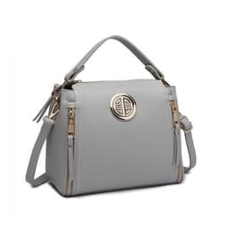 image-E1851 - Miss Lulu Leather Look Dual Zipped Handbag - Grey