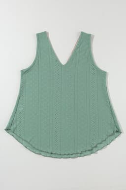 image-White Lace Crochet Tank Top V Neck Loose Fit