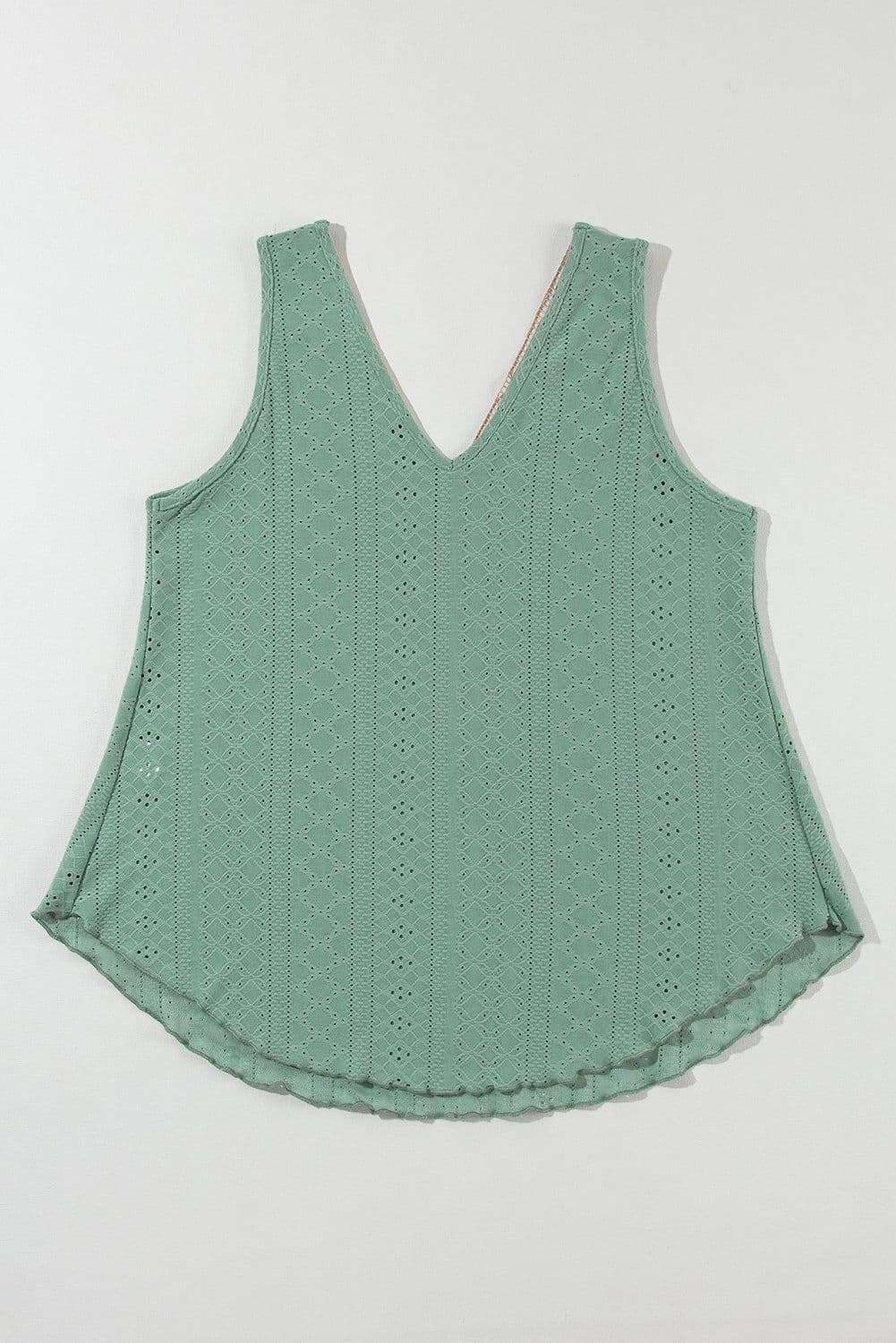 image-White Lace Crochet Tank Top V Neck Loose Fit