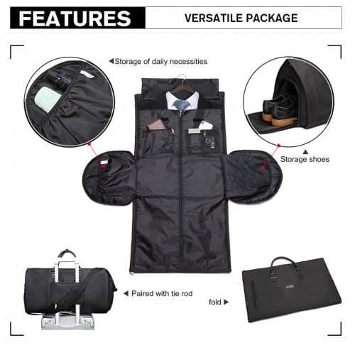 image-E1918 - Kono Travel Suit Garment Duffel Bag - Black