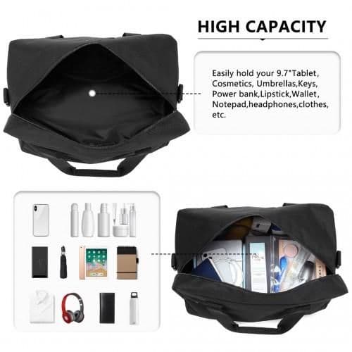 image-E1960M - Kono Lightweight Multi Purpose Unisex Sports Travel Duffel Bag - Black
