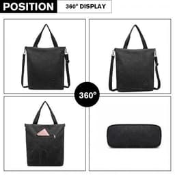 image-E1965 - Kono Large Canvas Unisex Messenger Bag - Black