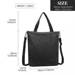 image-E1965 - Kono Large Canvas Unisex Messenger Bag - Black