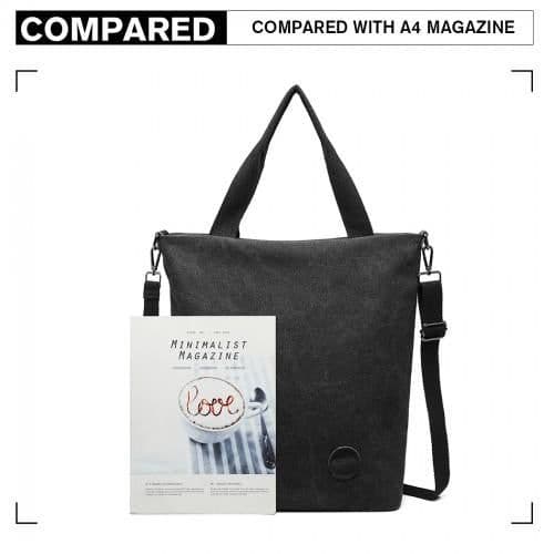 image-E1965 - Kono Large Canvas Unisex Messenger Bag - Black