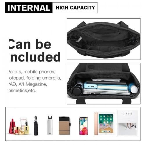 image-E1965 - Kono Large Canvas Unisex Messenger Bag - Black