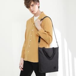 image-E1965 - Kono Large Canvas Unisex Messenger Bag - Black