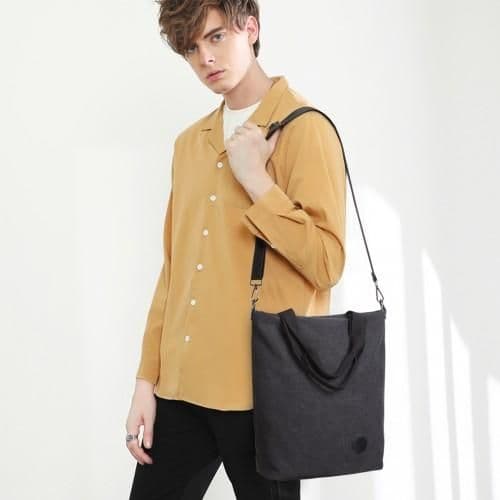 image-E1965 - Kono Large Canvas Unisex Messenger Bag - Black