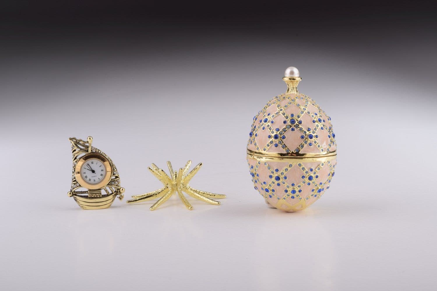 image-Pink Faberge Egg with Clock Inside