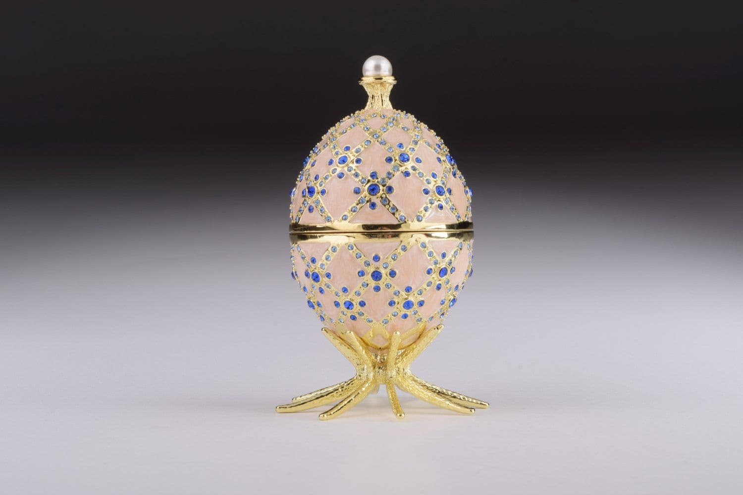 image-Pink Faberge Egg with Clock Inside