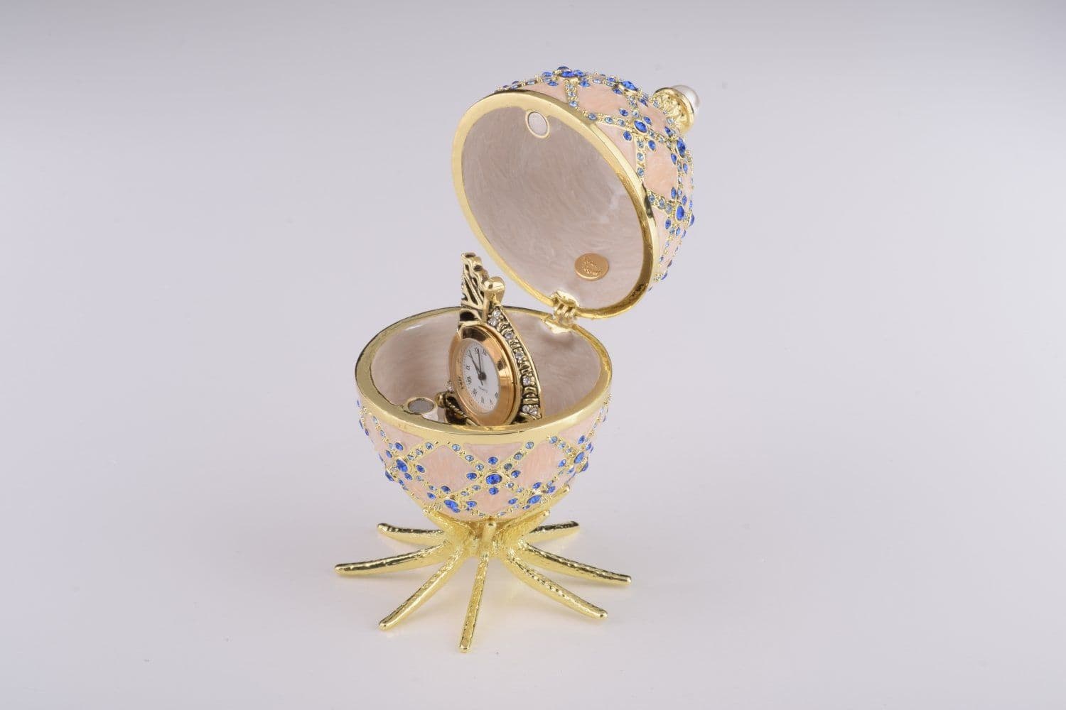 image-Pink Faberge Egg with Clock Inside