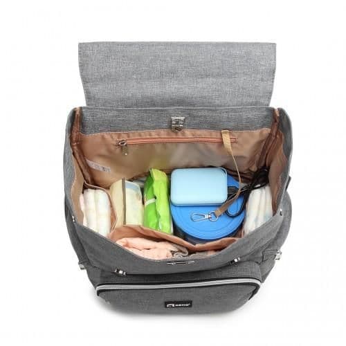 image-E1976 - Kono Travel Baby Changing Backpack with USB Charging Interface - Grey