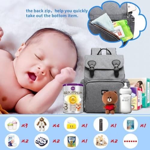 image-E1976 - Kono Travel Baby Changing Backpack with USB Charging Interface - Grey