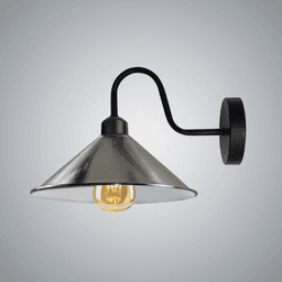 image-Satin Nickel Wall Light Fixture,Black Wall Sconce E27 Base Socket Screw Type Wall Mounted Swan Neck Cone Shape Shade