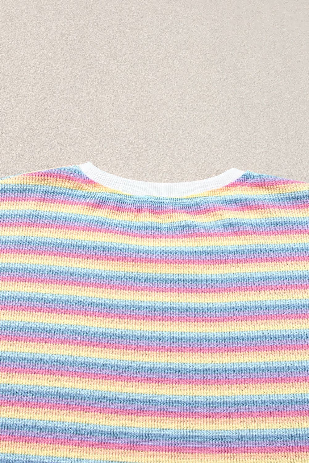 image-Pink Stripe Rainbow Tee Wide Leg Pants Set
