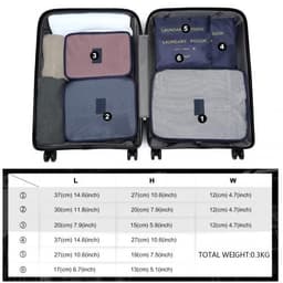 image-E2015 - Kono 6 Piece Polyester Travel Luggage Organiser Bag Set - Navy Blue