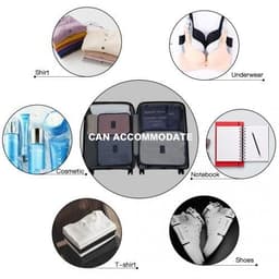 image-E2015 - Kono 6 Piece Polyester Travel Luggage Organiser Bag Set - Navy Blue