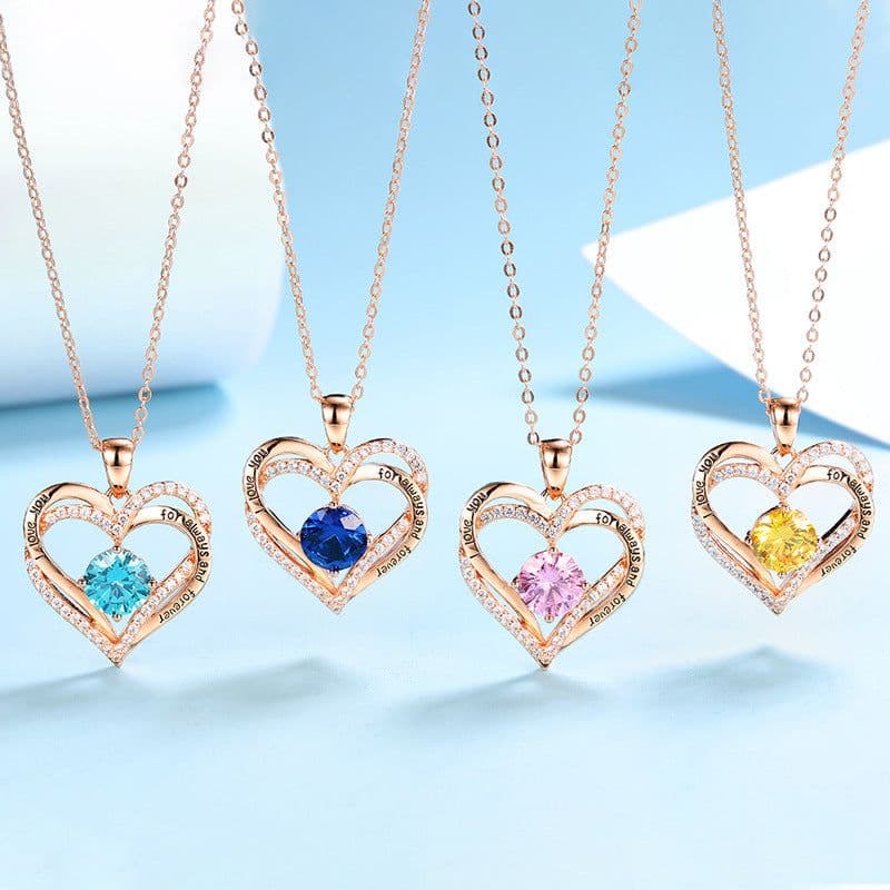 image-Female 925 Silver Twelve Birthstone Pendant Necklace
