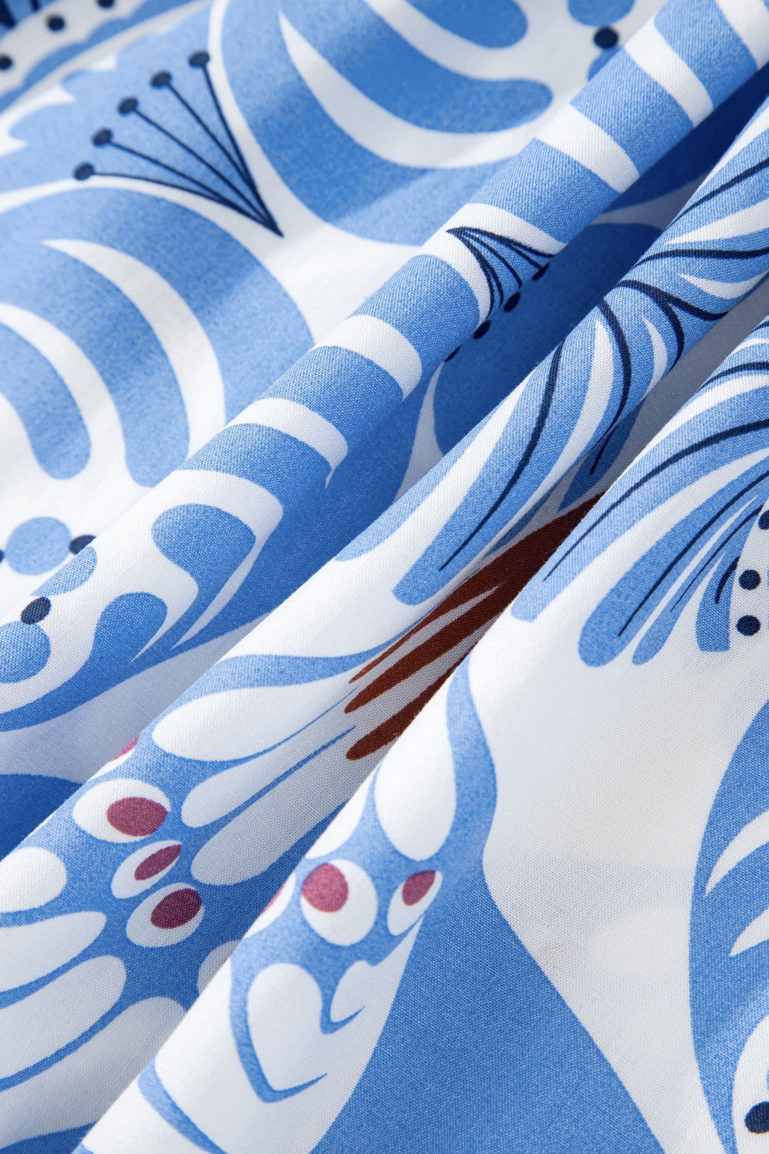 image-Sky Blue Tropical Botanic Print Flutter Sleeve Vacation Long Dress