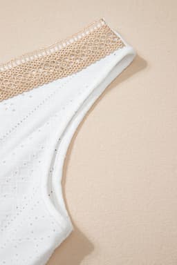 image-White Lace Crochet Tank Top V Neck Loose Fit