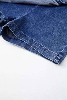 image-Sail Blue Acid Wash Denim Skort - Asymmetric Zip