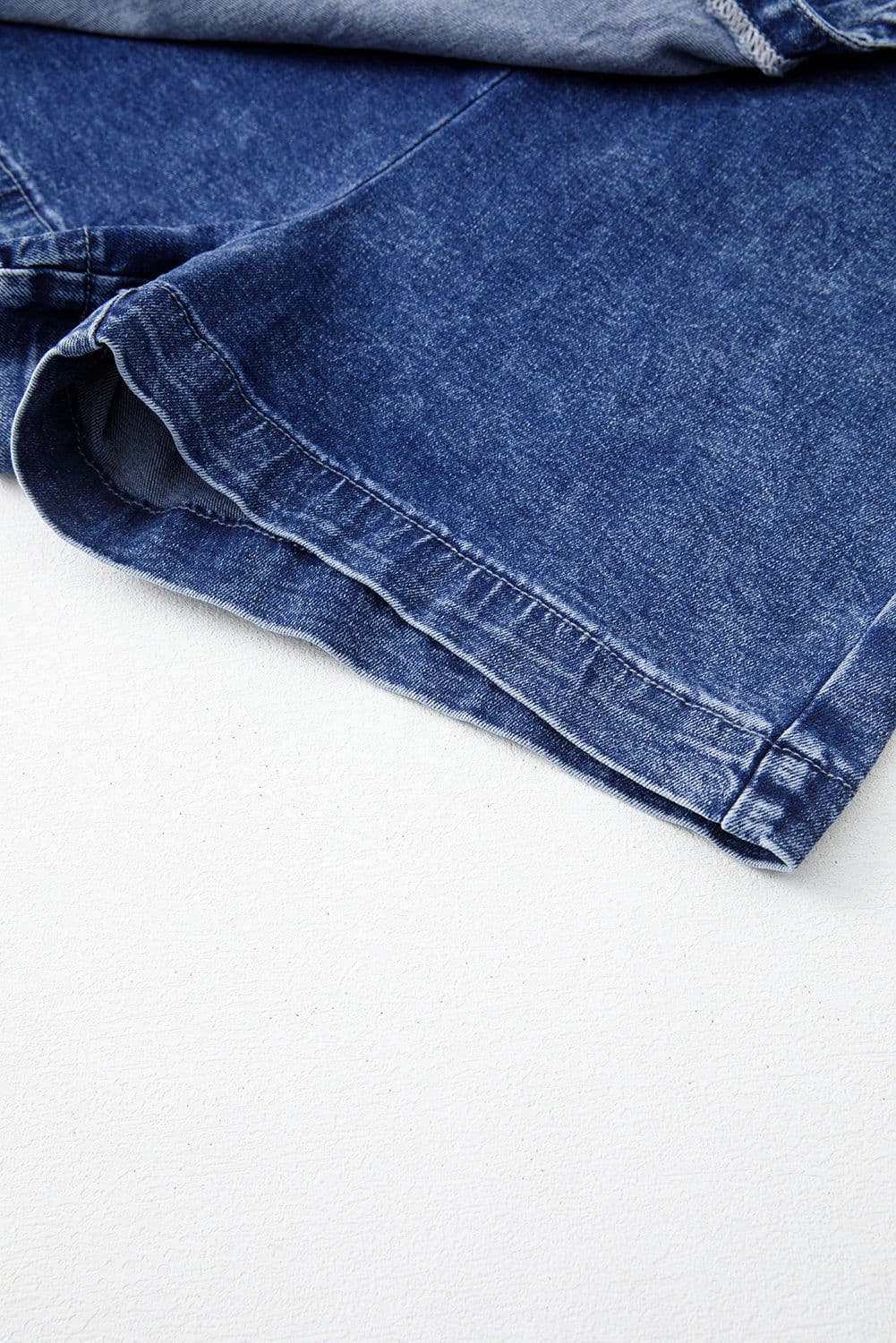 image-Sail Blue Acid Wash Denim Skort - Asymmetric Zip