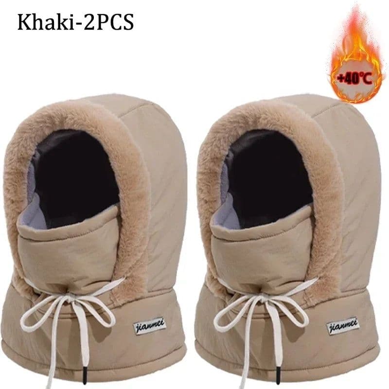 image-Cold Weather Thermal Balaclava Scarf Winter Windproof Hood Hat Plush Neck Warmer Ski Face Mask for Outdoor Activities