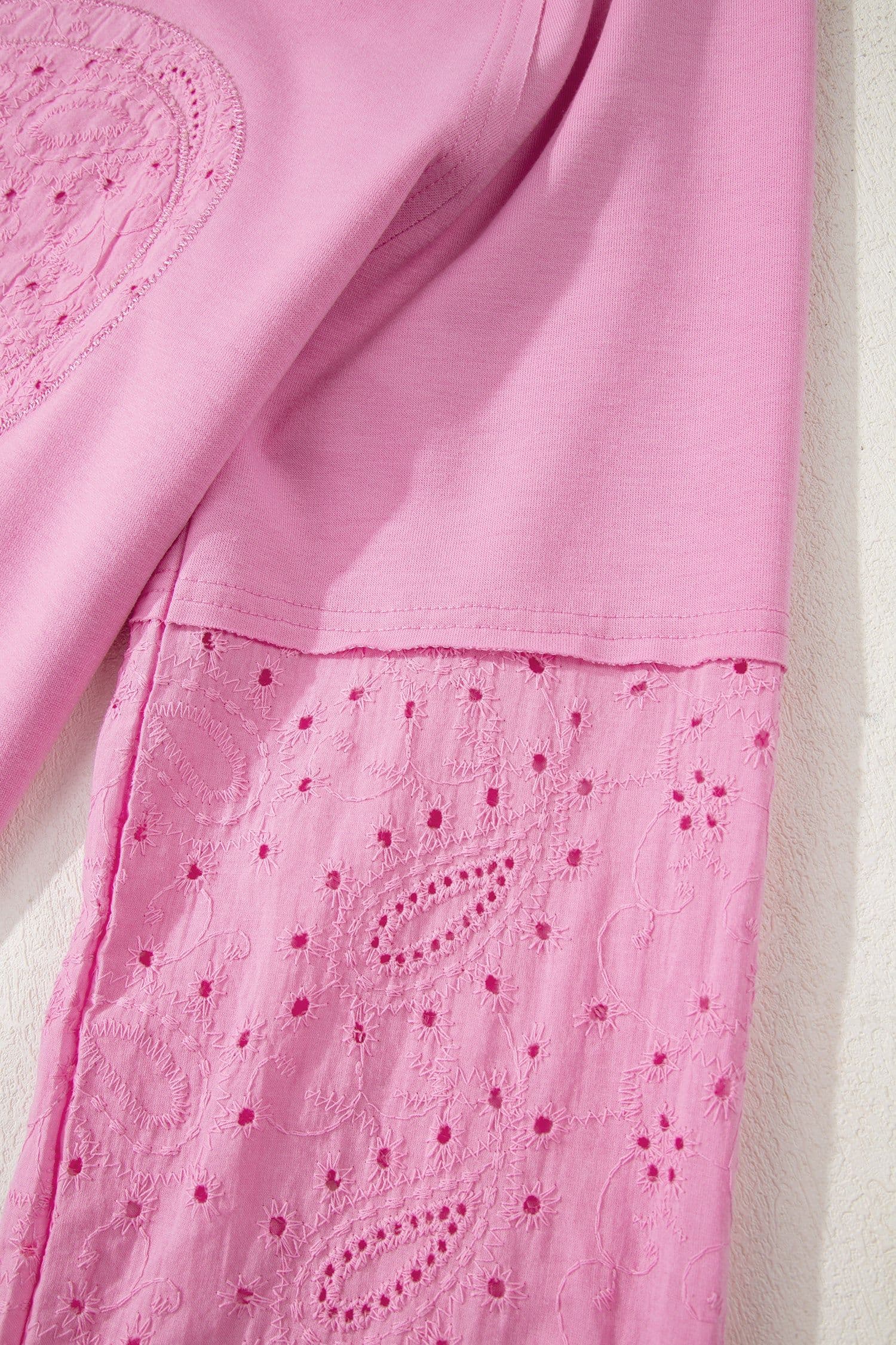 image-Pink Paisley Broderie Anglaise Long Sleeve Top