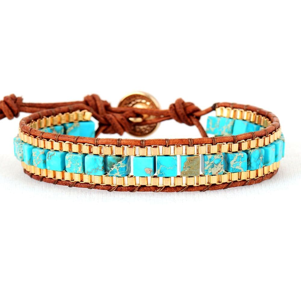 image-Fashion Imperial Stone Hand-woven Leather Bracelet