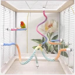 image-Gradient Colorful Bird Rope Perch Stand For Bird Cages Bendable Climbing Rope Cage Accessory Toy For Cockatiel Parakeet Sugar Glider