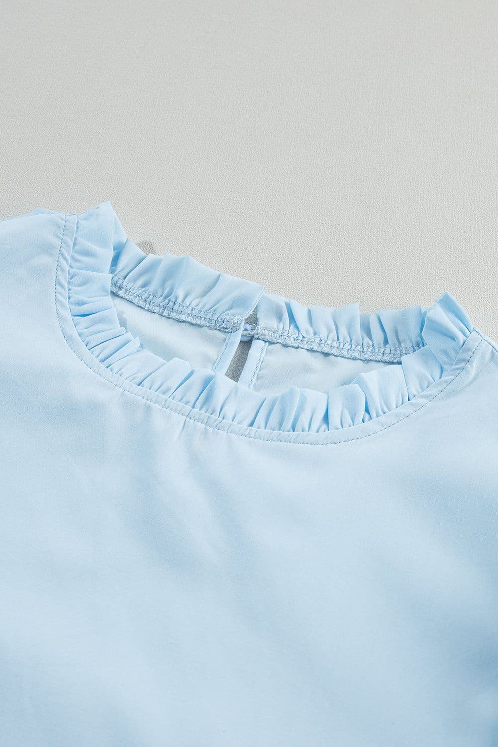 image-Beau Blue Layered Ric Rac Cap Sleeve Blouse